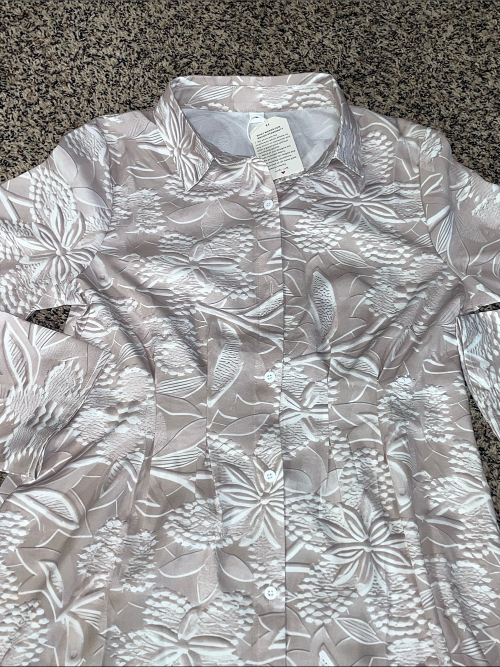 Tailored Bohemian Lightweight Long Sleeve Tan Floral Print Dress Size S | NWT - Picture 3 of 6